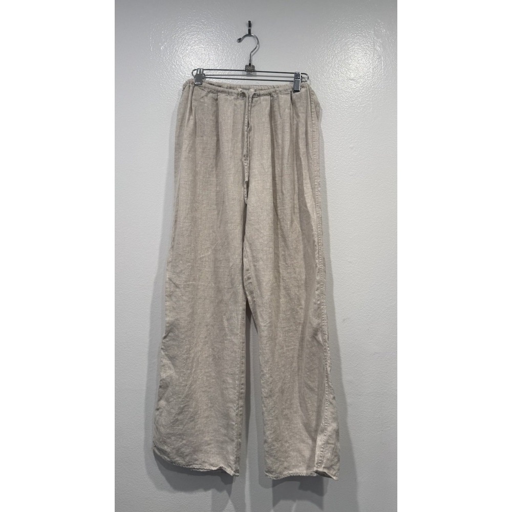 Dissh Linen Pants Size 4 Wide Leg Elastic Waist Coastal Boho Minimalist Vacation